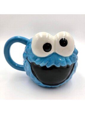 Sesame Street Cookie Monster 3D Figural Ceramic Mug Cup Coffee Tea Read